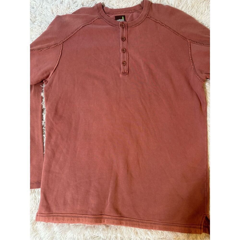 Weekendz off long sleeve henley rust stitching layer t shirt sweater XL